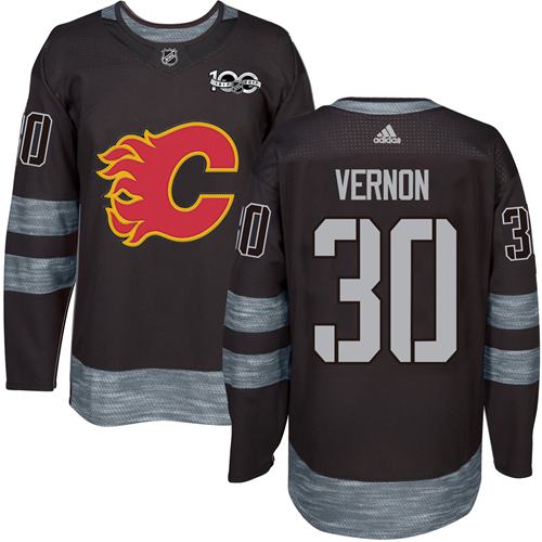 Adidas Flames #30 Mike Vernon Black 1917-100th Anniversary Stitched NHL Jersey